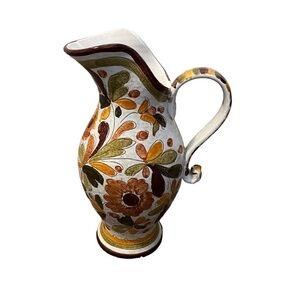 Vintage MCM Rosenthal Netter Pottery‎ Pitcher 13” Flowers Browns Italy Bitossi
